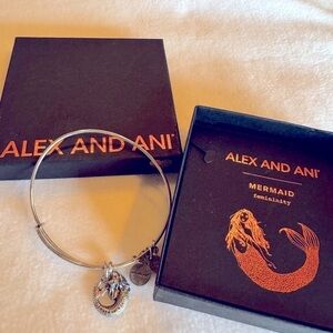 Alex and Ani mermaid bangle bracelet silvertone w/pouch & original box.